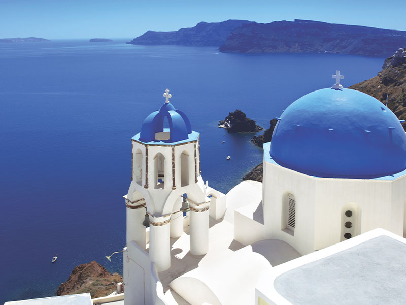 Vue de l'eau depuis Santorin